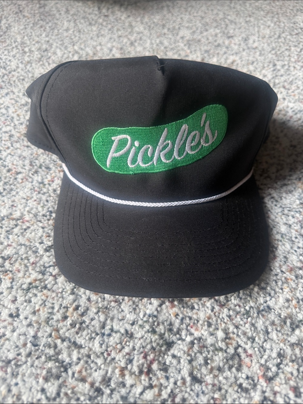 Pickle's Logo Black Rope-Trim Cap
